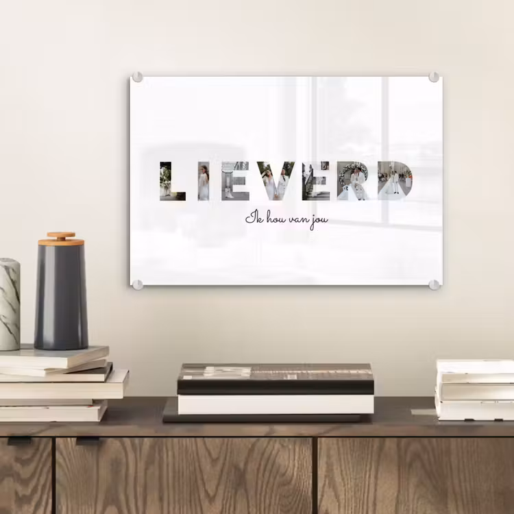 Gepersonaliseerd glas schilderij - Lieverd - Lettercollage — 2