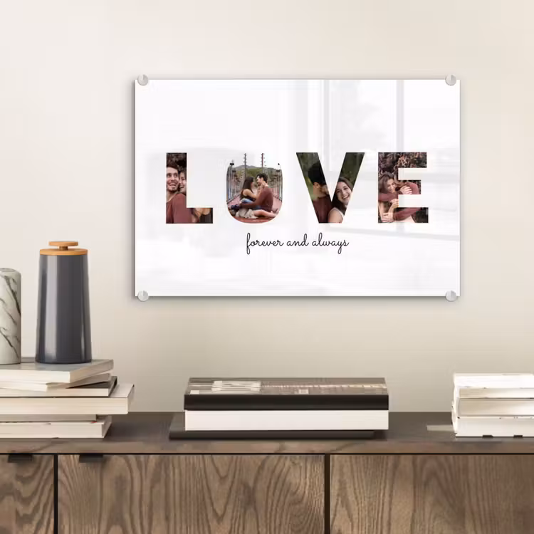 Gepersonaliseerd glas schilderij - Love - Lettercollage — 2