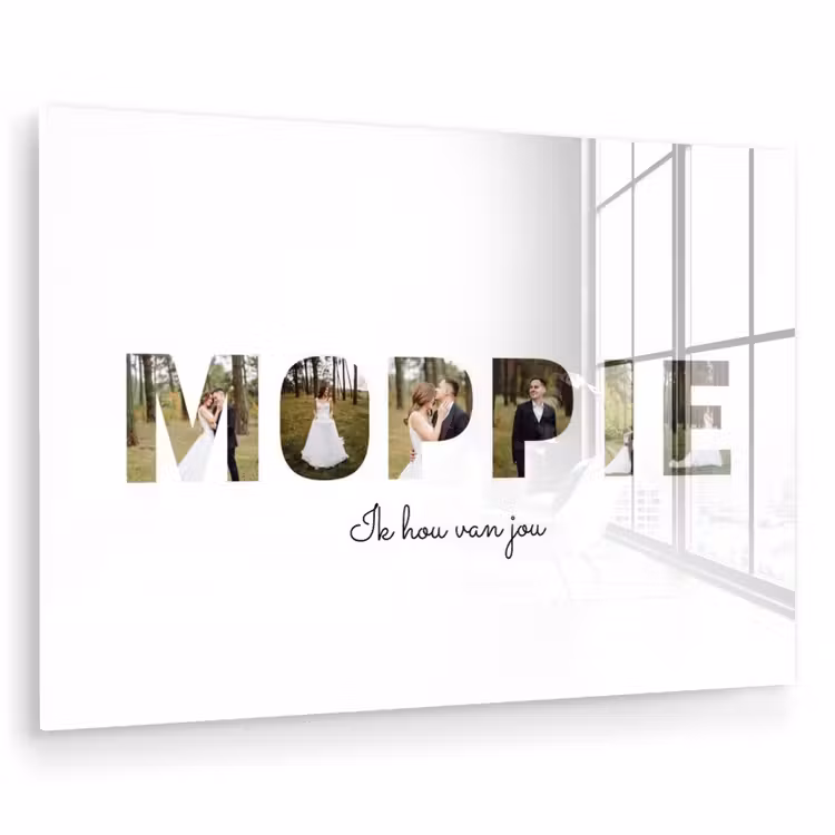 Gepersonaliseerd glas schilderij - Moppie - Lettercollage — 1