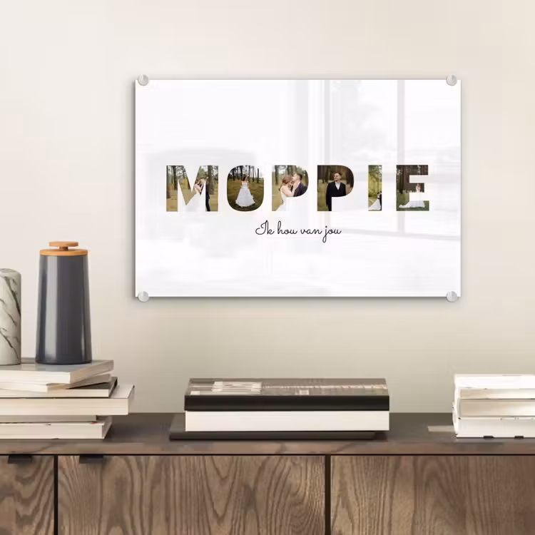Gepersonaliseerd glas schilderij - Moppie - Lettercollage — 2