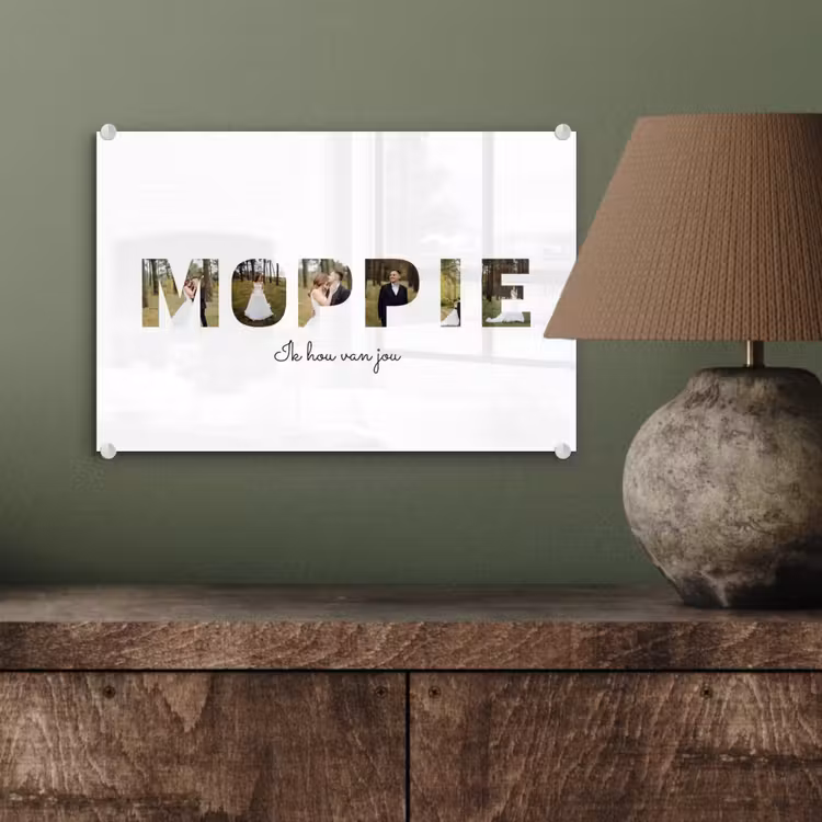 Gepersonaliseerd glas schilderij - Moppie - Lettercollage — 4
