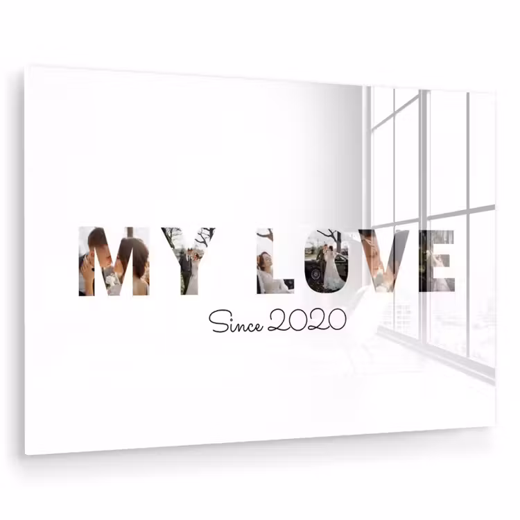 Gepersonaliseerd glas schilderij - My Love - Lettercollage — 1