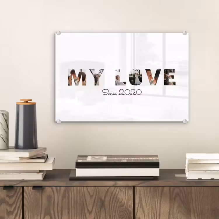 Gepersonaliseerd glas schilderij - My Love - Lettercollage — 2