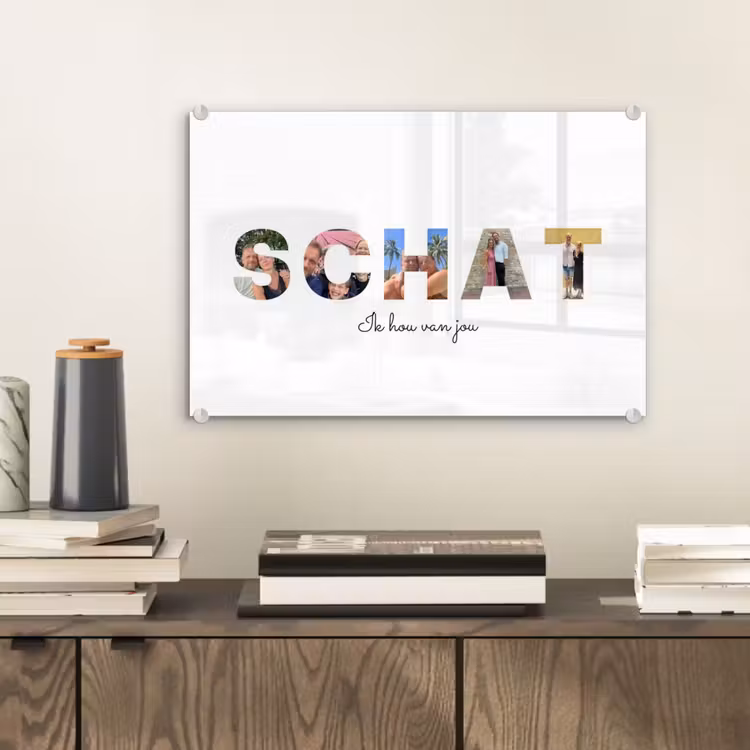 Gepersonaliseerd glas schilderij - Schat - Lettercollage — 2