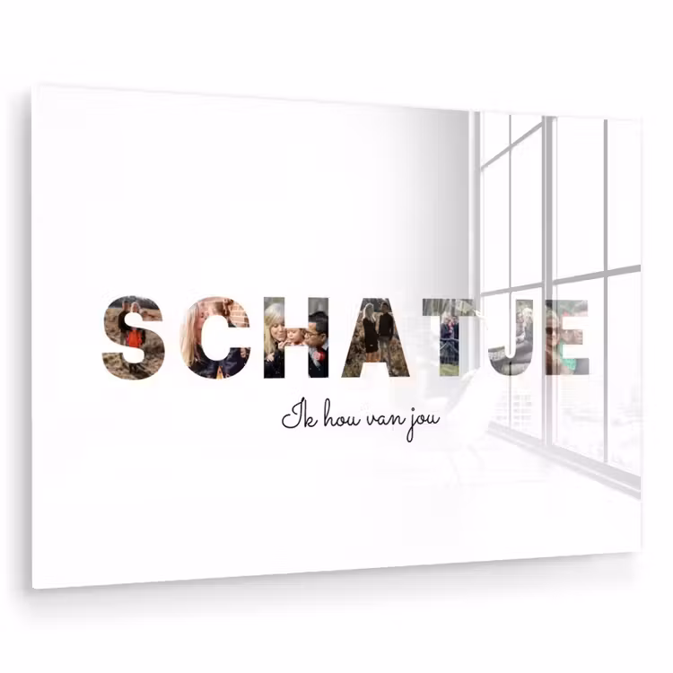 Gepersonaliseerd glas schilderij - Schatje - Lettercollage — 1