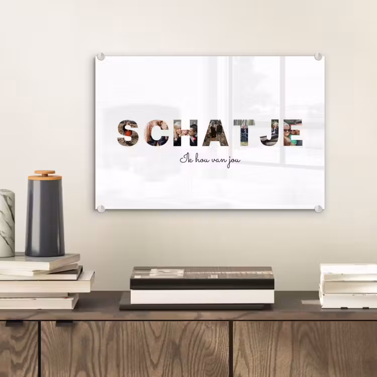 Gepersonaliseerd glas schilderij - Schatje - Lettercollage — 2