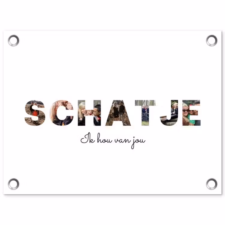 Gepersonaliseerde tuinposter - Schatje - Lettercollage — 1
