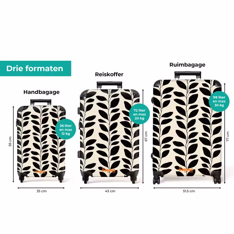 Koffer - Botanisch - Dessin - Zwart - Beige — 8