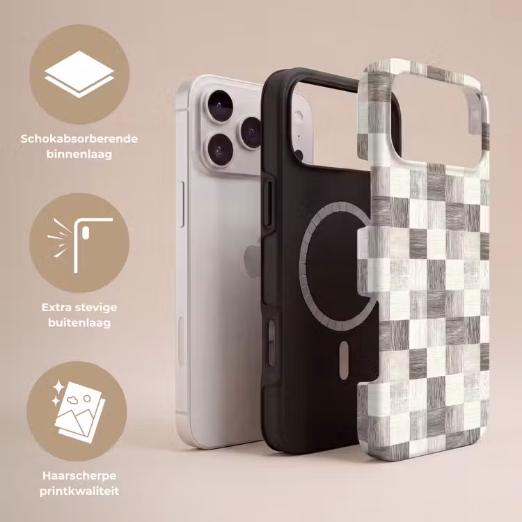 Telefoonhoesje Toughcase - Patroon - Dambord - Houtnerf — 3