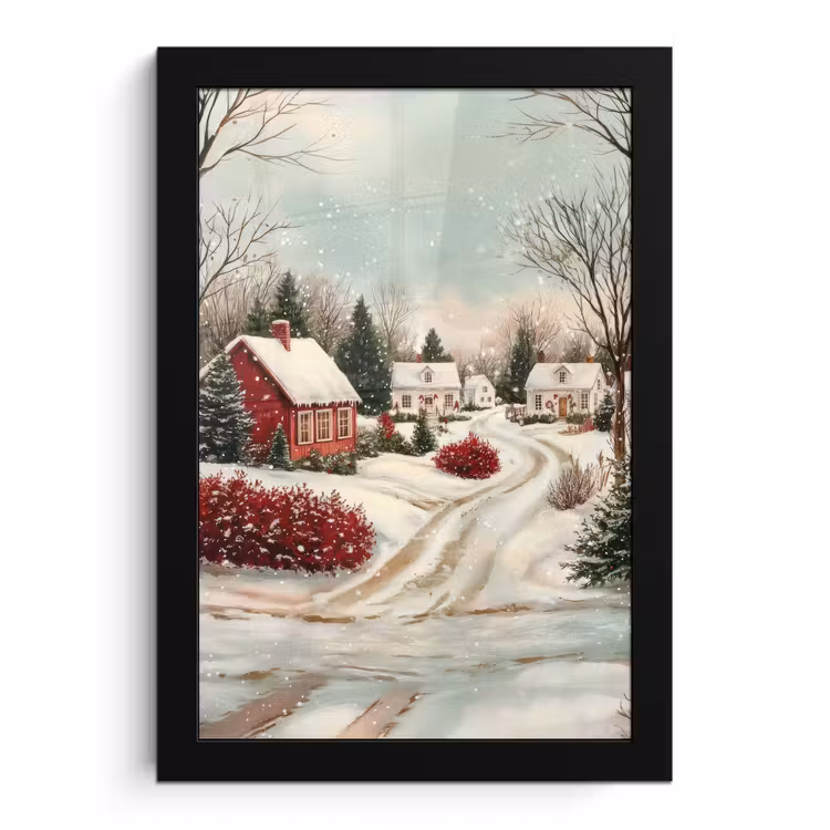 Poster met lijst - Kerstsfeer - Landelijk - Rood — 1