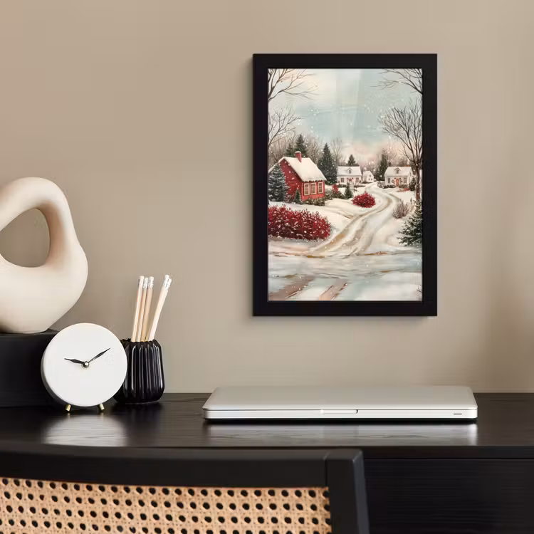 Poster met lijst - Kerstsfeer - Landelijk - Rood — 2