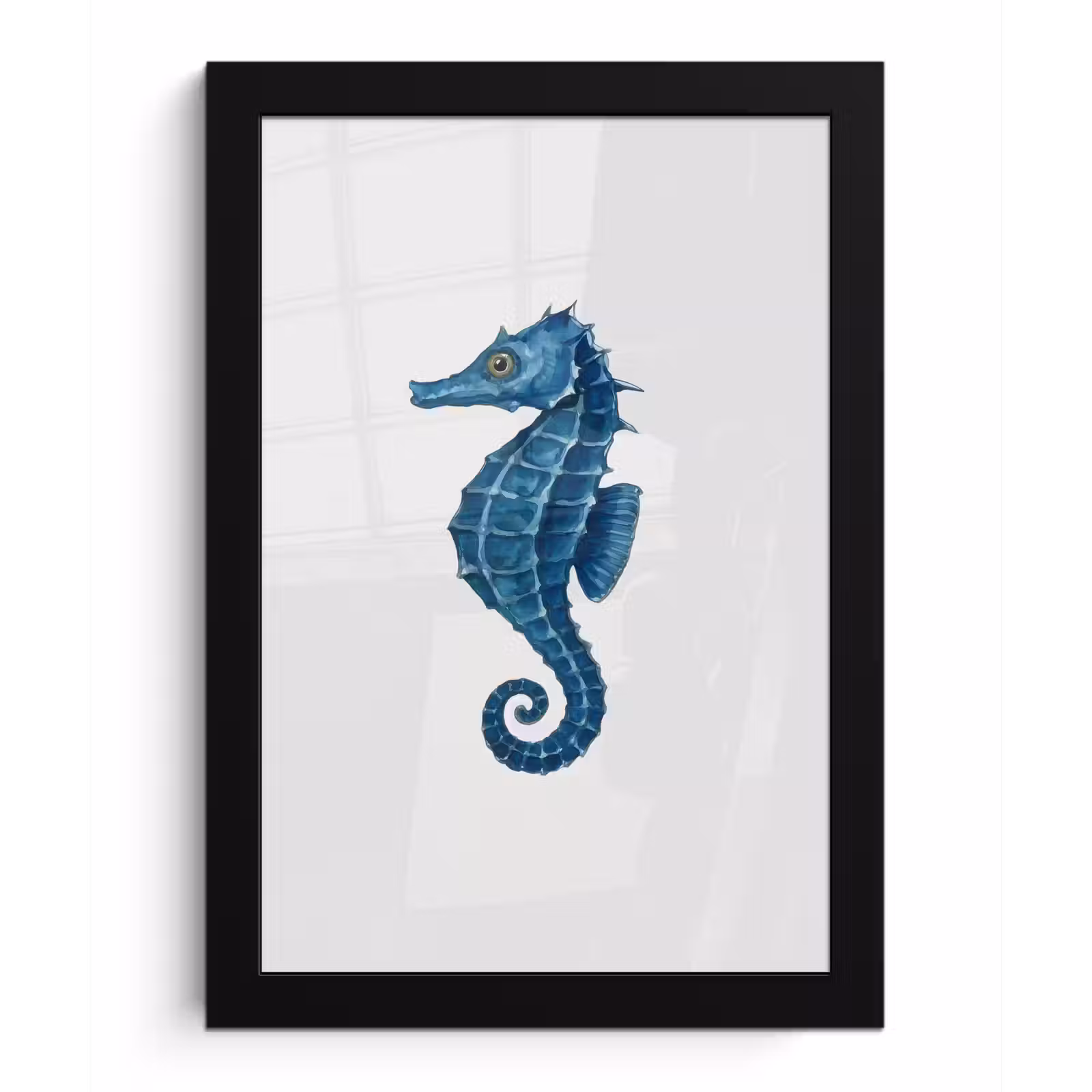 Poster met lijst - Zeepaardje - Staart - Blauw — 1