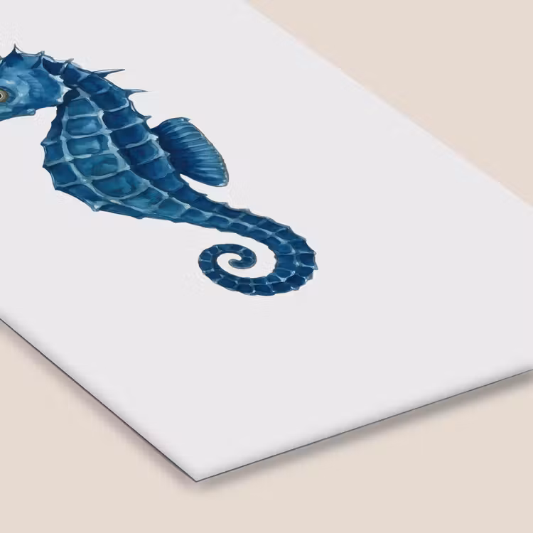 Poster met lijst - Zeepaardje - Staart - Blauw — 7