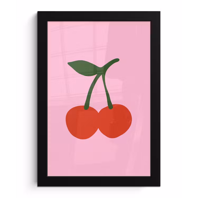 Poster met lijst - Kersen - Roze - Illustratie — 1