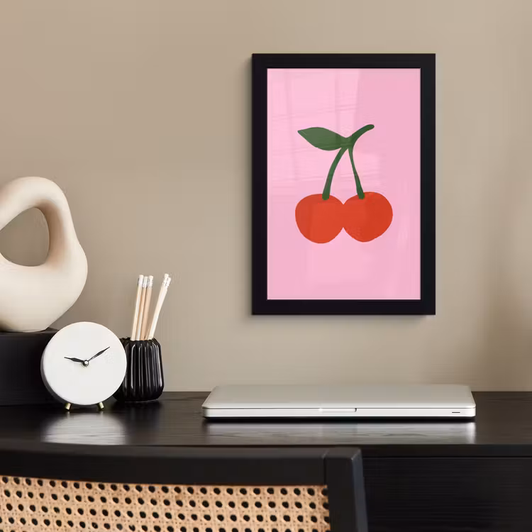 Poster met lijst - Kersen - Roze - Illustratie — 2
