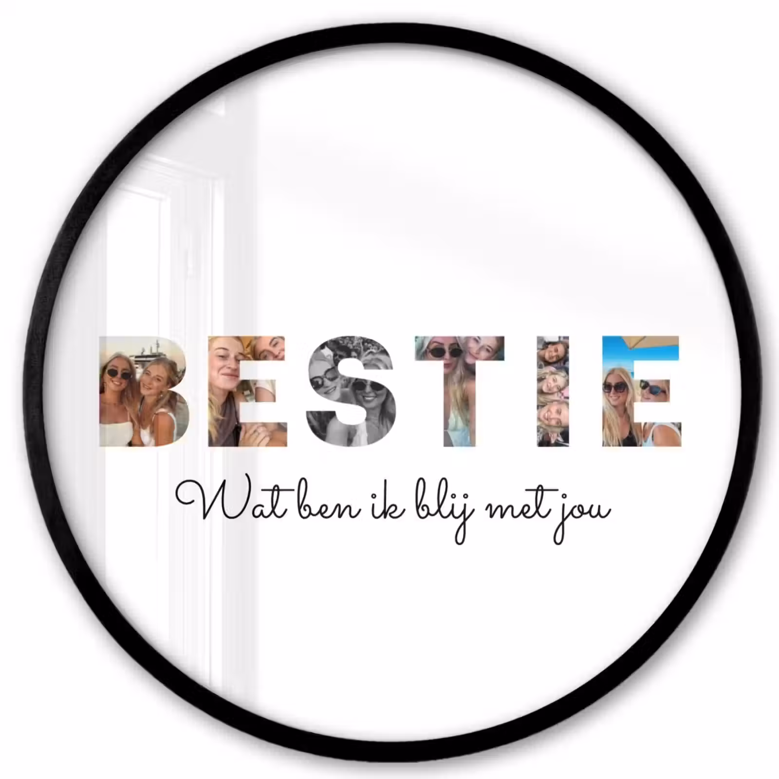 Gepersonaliseerde ronde fotolijst - Bestie - Lettercollage — 1