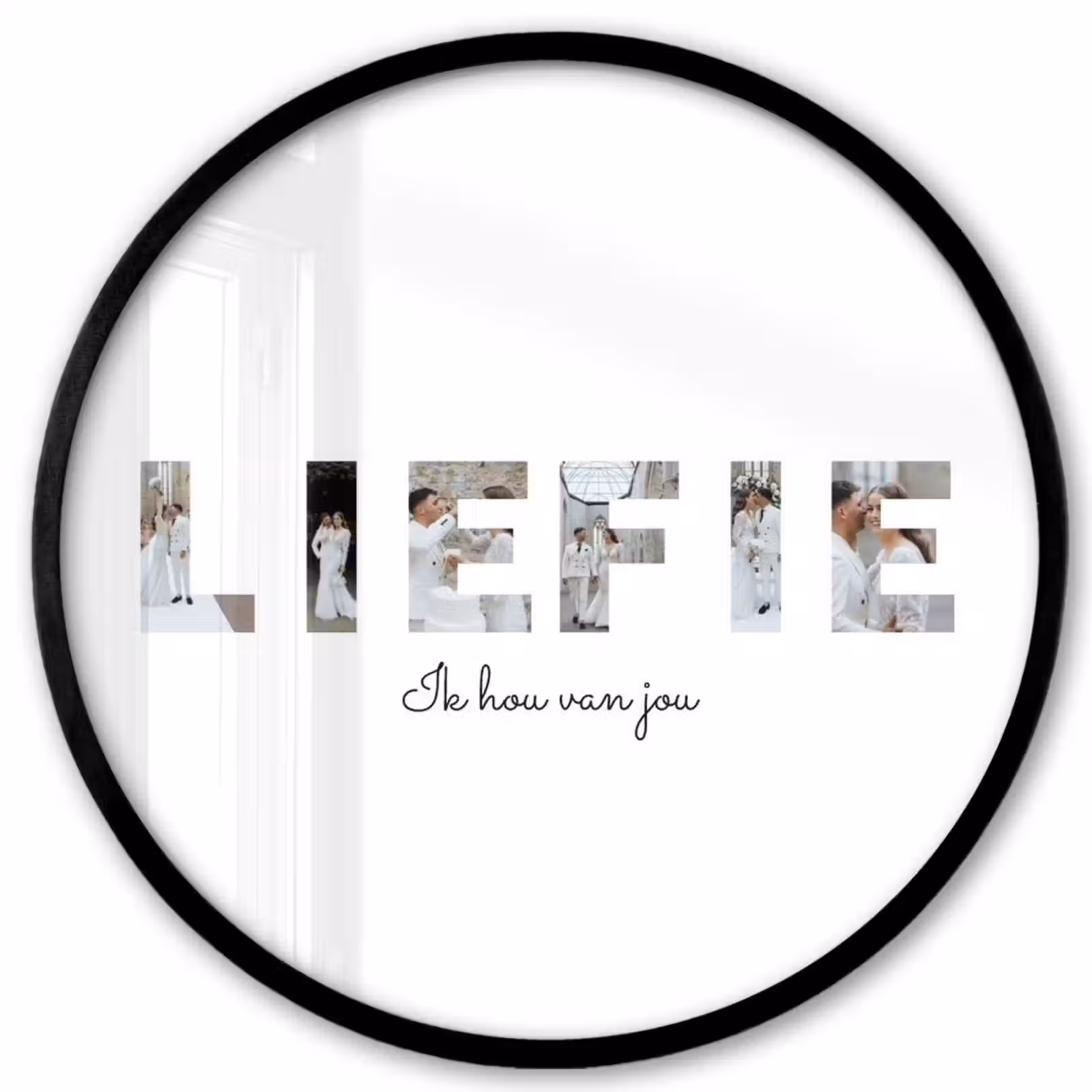 Gepersonaliseerde ronde fotolijst - Liefie - Lettercollage — 1