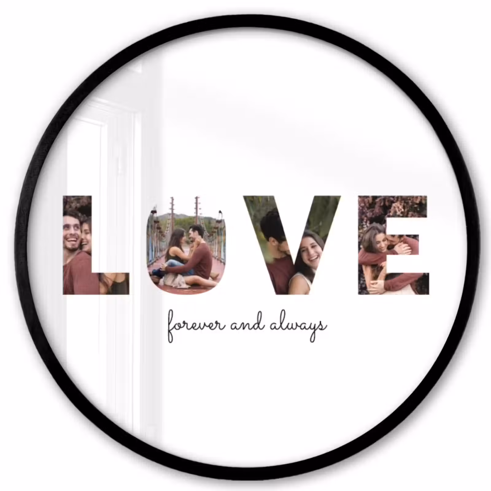 Gepersonaliseerde ronde fotolijst - Love - Lettercollage — 1