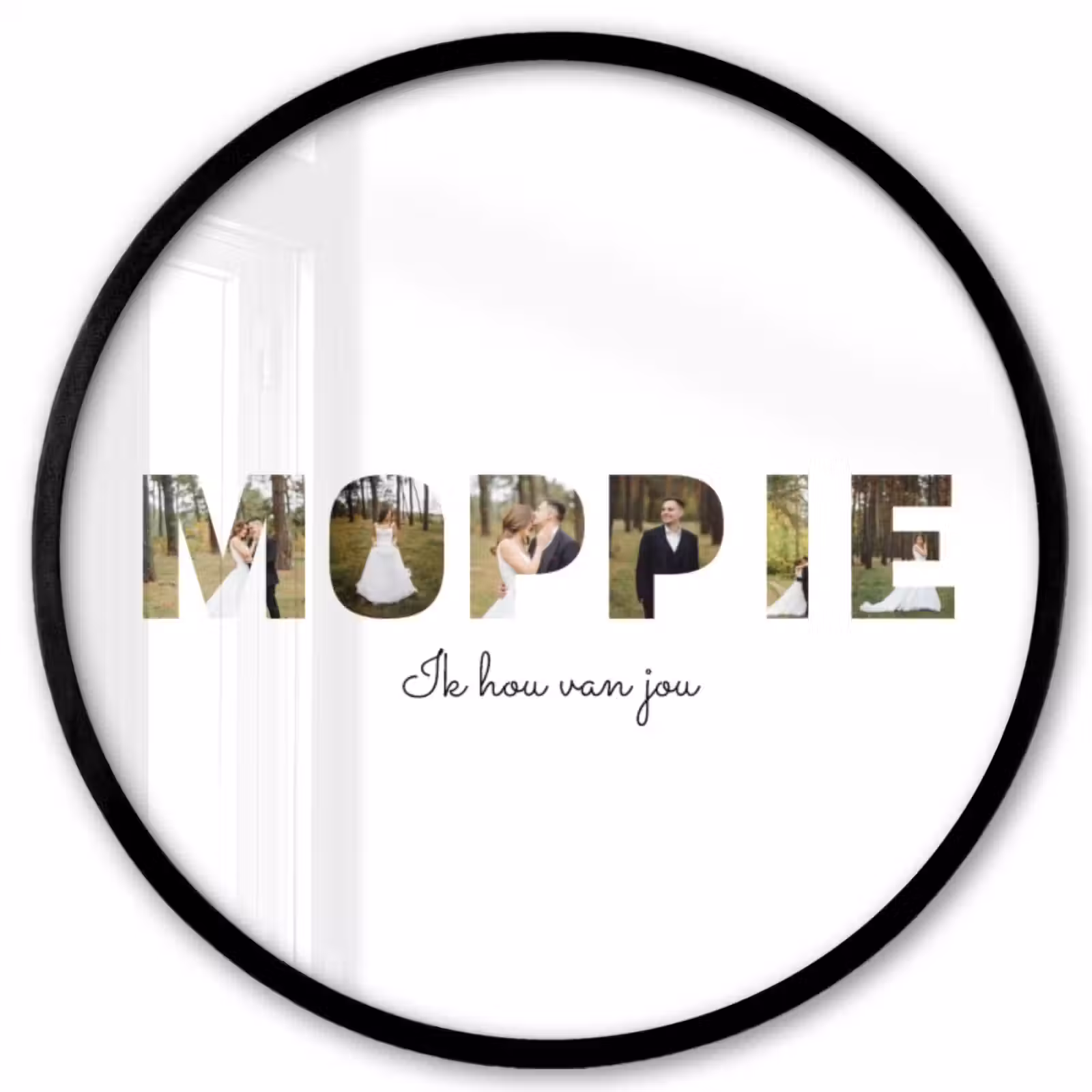 Gepersonaliseerde ronde fotolijst - Moppie - Lettercollage — 1