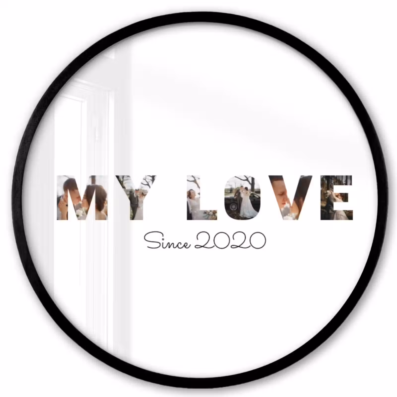 Gepersonaliseerde ronde fotolijst - My Love - Lettercollage — 1