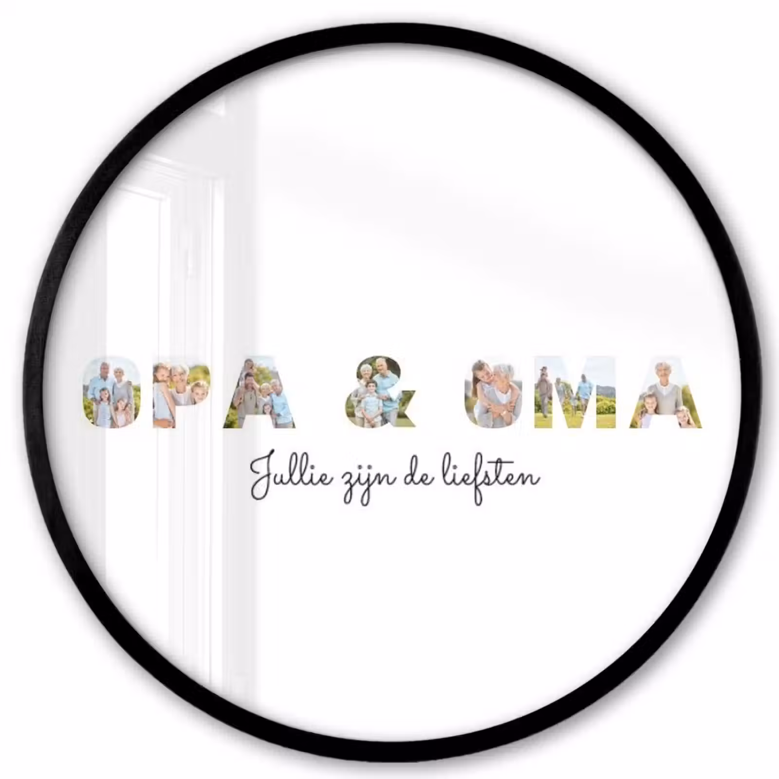 Gepersonaliseerde ronde fotolijst - Opa & Oma - Lettercollage — 1