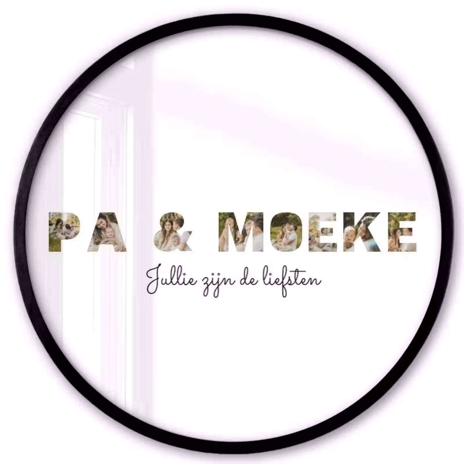 Gepersonaliseerde ronde fotolijst - Pa & Moeke - Lettercollage — 1