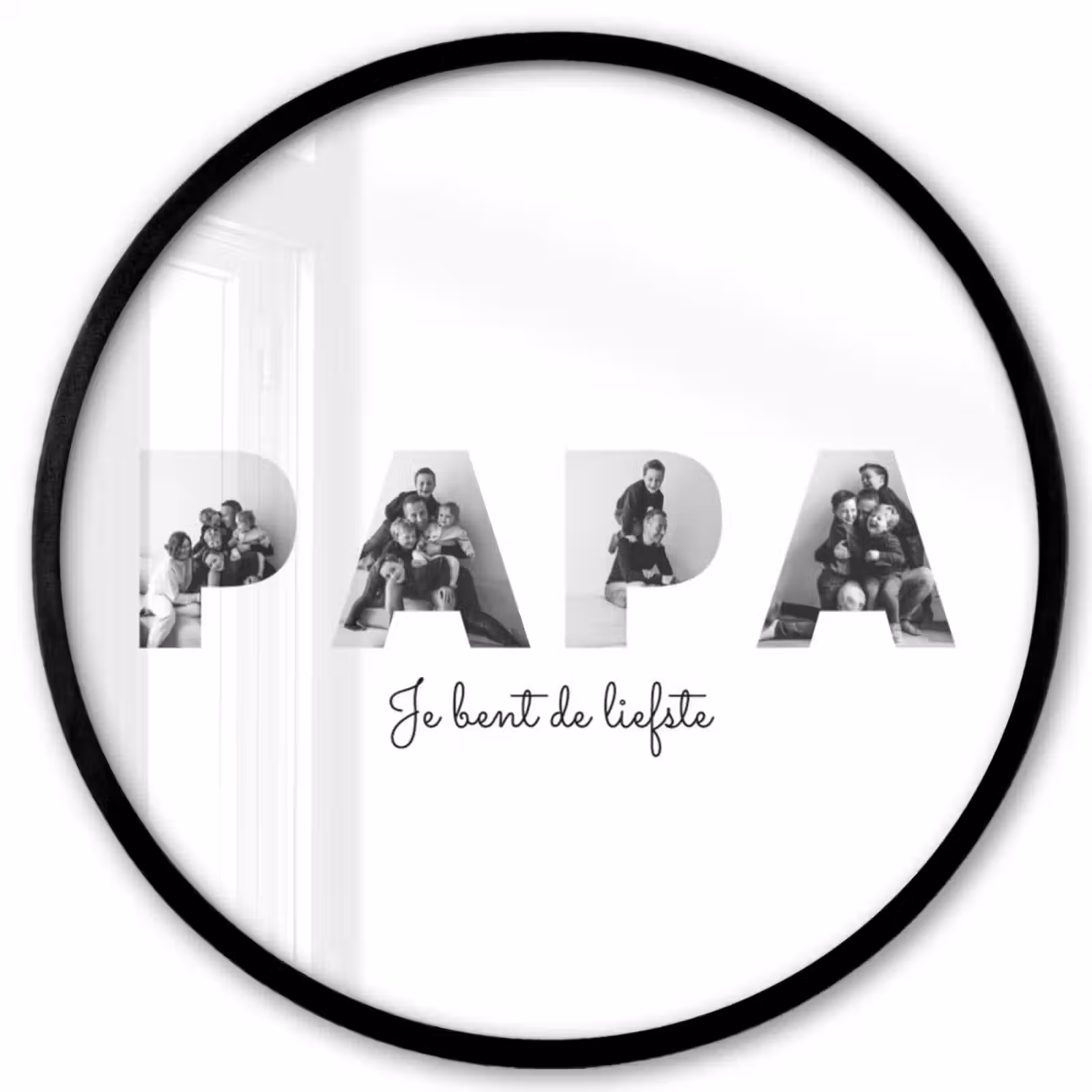 Gepersonaliseerde ronde fotolijst - Papa - Lettercollage — 1