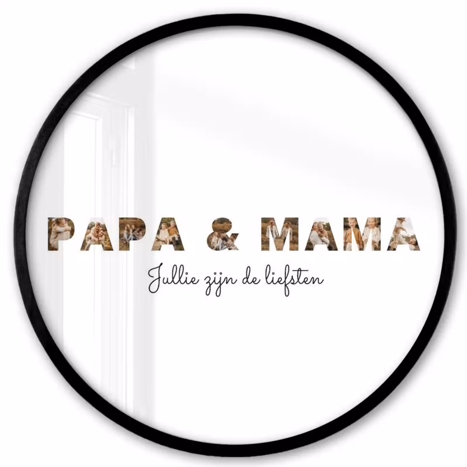 Gepersonaliseerde ronde fotolijst - Papa & Mama - Lettercollage — 1