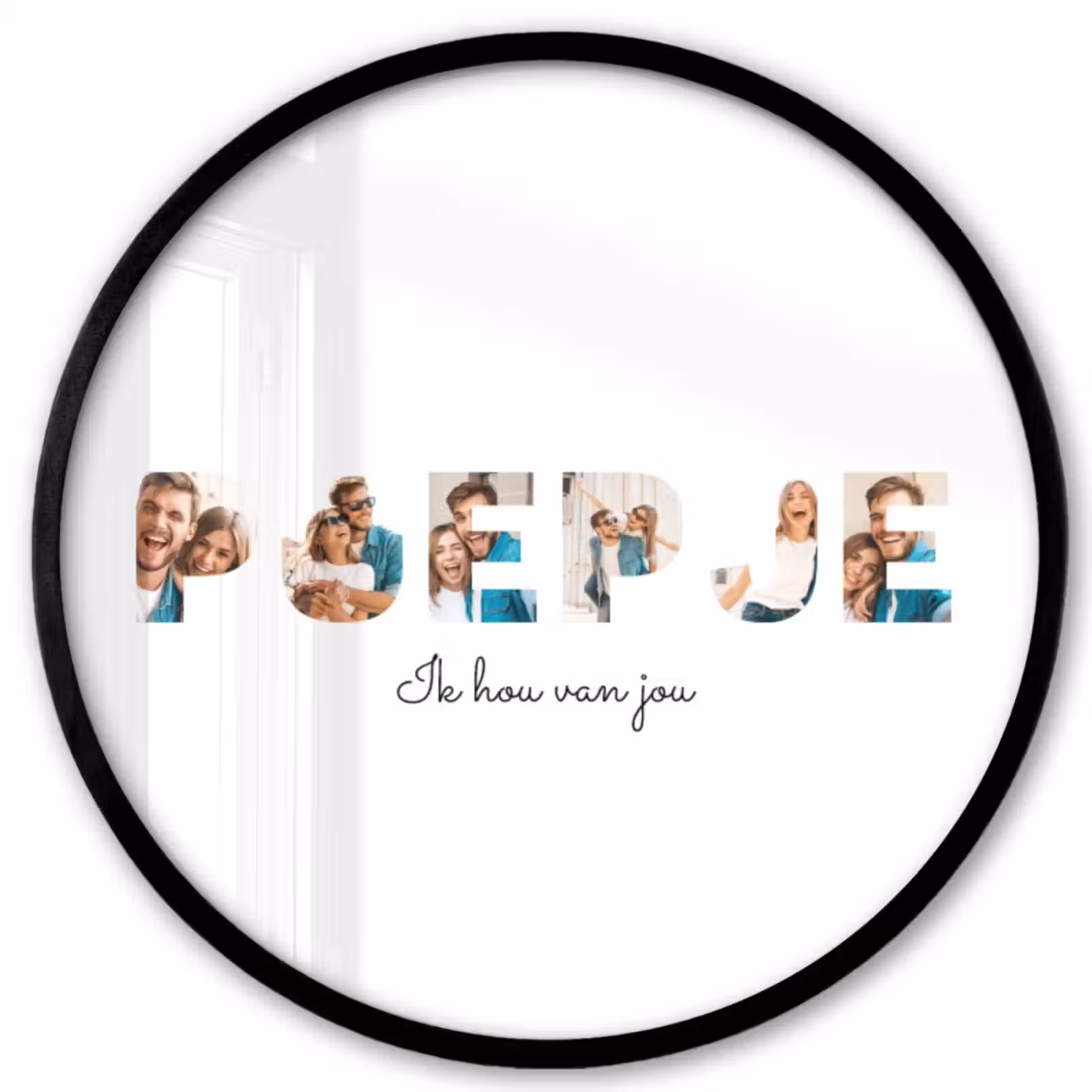 Gepersonaliseerde ronde fotolijst - Poepje - Lettercollage — 1