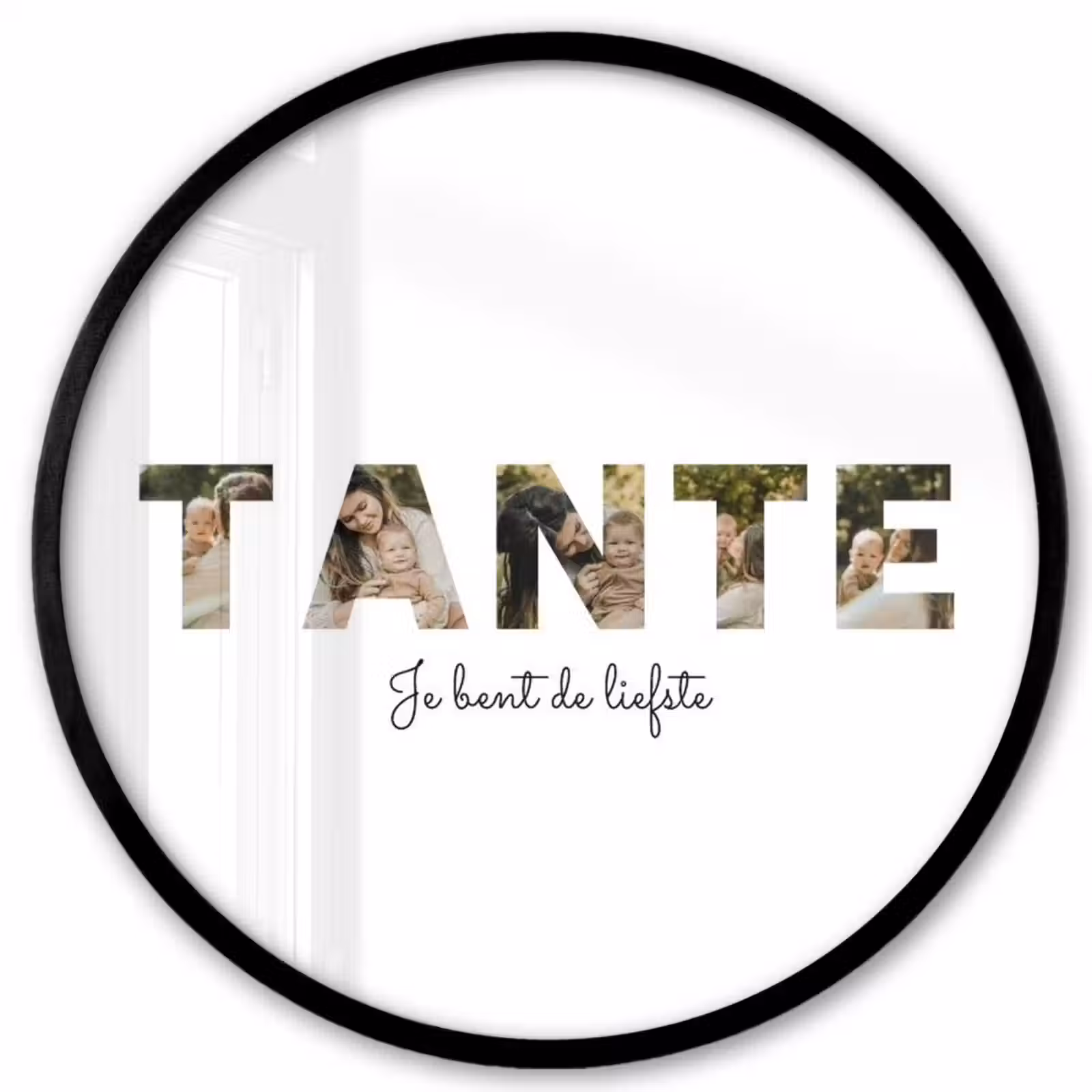 Gepersonaliseerde ronde fotolijst - Tante - Lettercollage — 1
