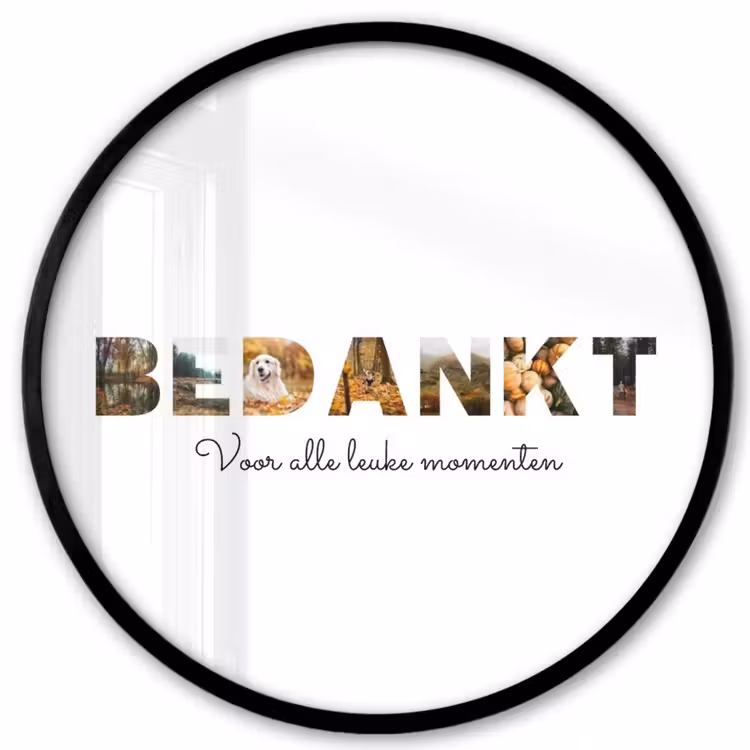 Gepersonaliseerde ronde fotolijst - Bedankt - Lettercollage — 1