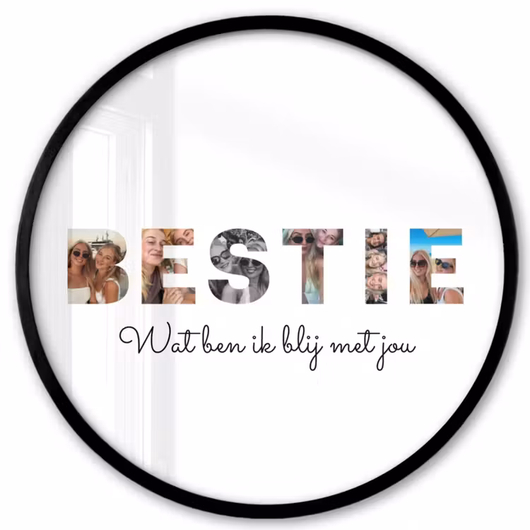 Gepersonaliseerde ronde fotolijst - Bestie - Lettercollage — 1