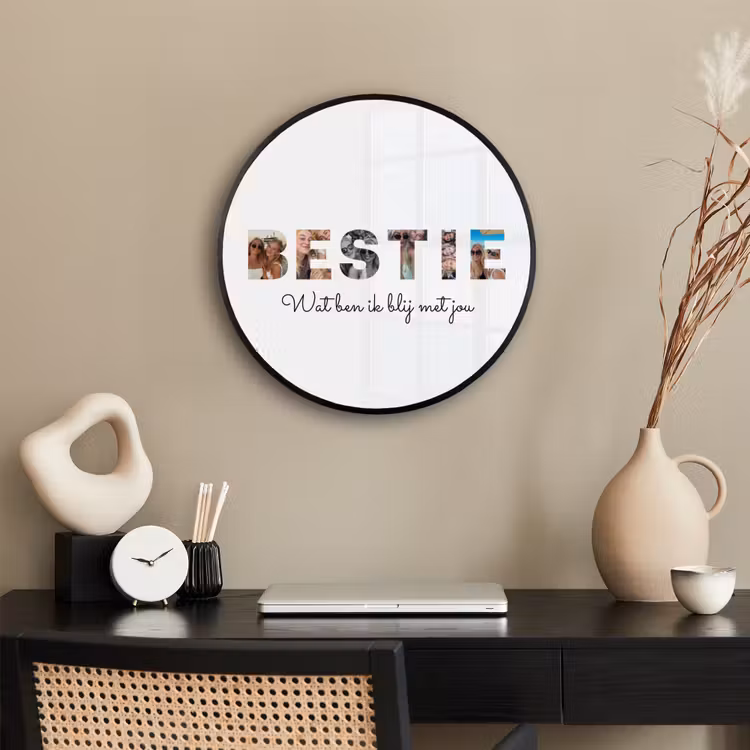 Gepersonaliseerde ronde fotolijst - Bestie - Lettercollage — 3