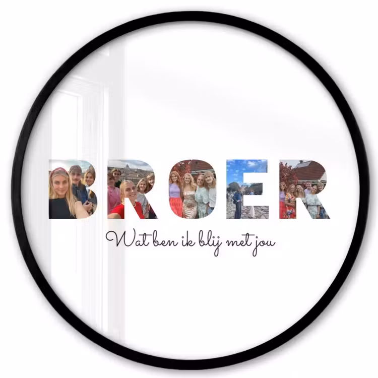 Gepersonaliseerde ronde fotolijst - Broer - Lettercollage — 1
