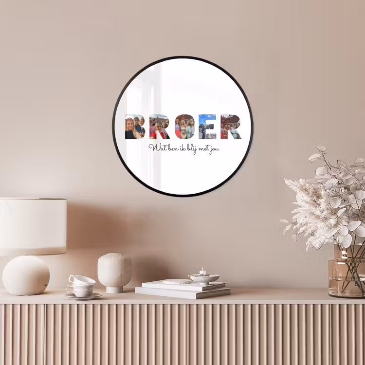 Gepersonaliseerde ronde fotolijst - Broer - Lettercollage — 5