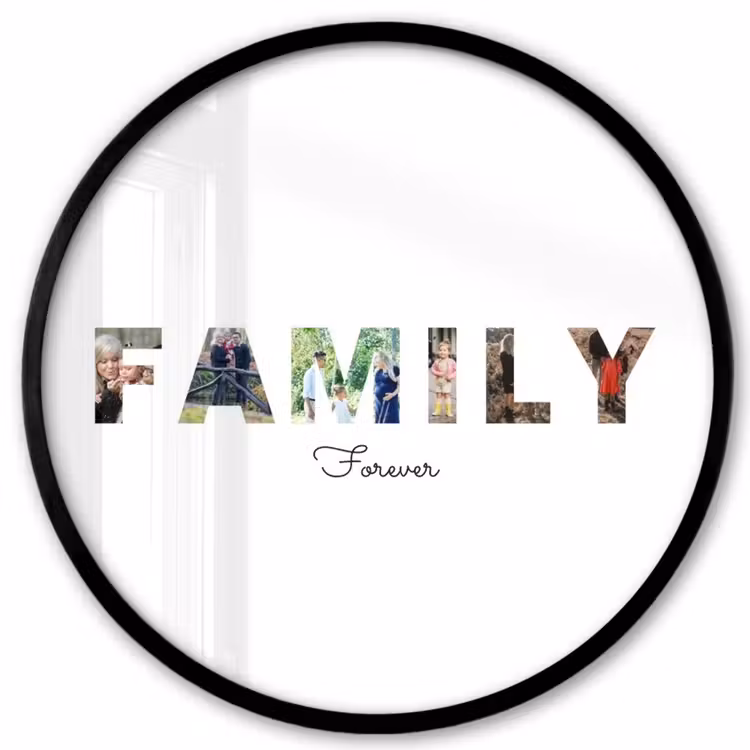 Gepersonaliseerde ronde fotolijst - Family - Lettercollage — 1