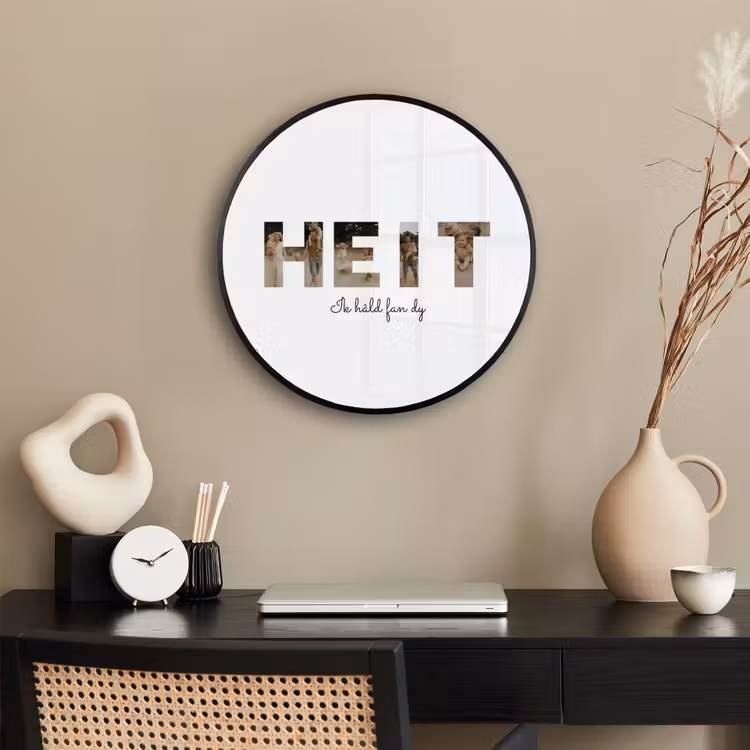 Gepersonaliseerde ronde fotolijst - Heit - Lettercollage — 3