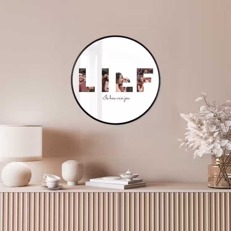 Gepersonaliseerde ronde fotolijst - Lief - Lettercollage — 5