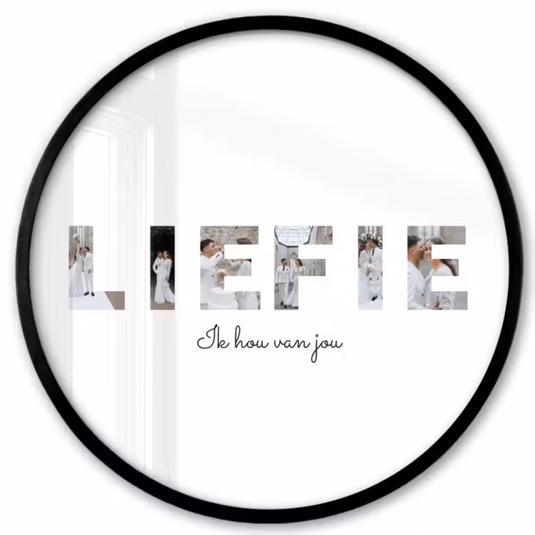 Gepersonaliseerde ronde fotolijst - Liefie - Lettercollage — 1