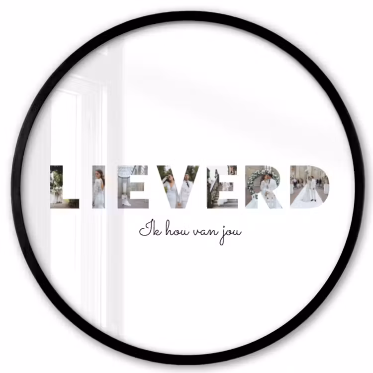 Gepersonaliseerde ronde fotolijst - Lieverd - Lettercollage — 1