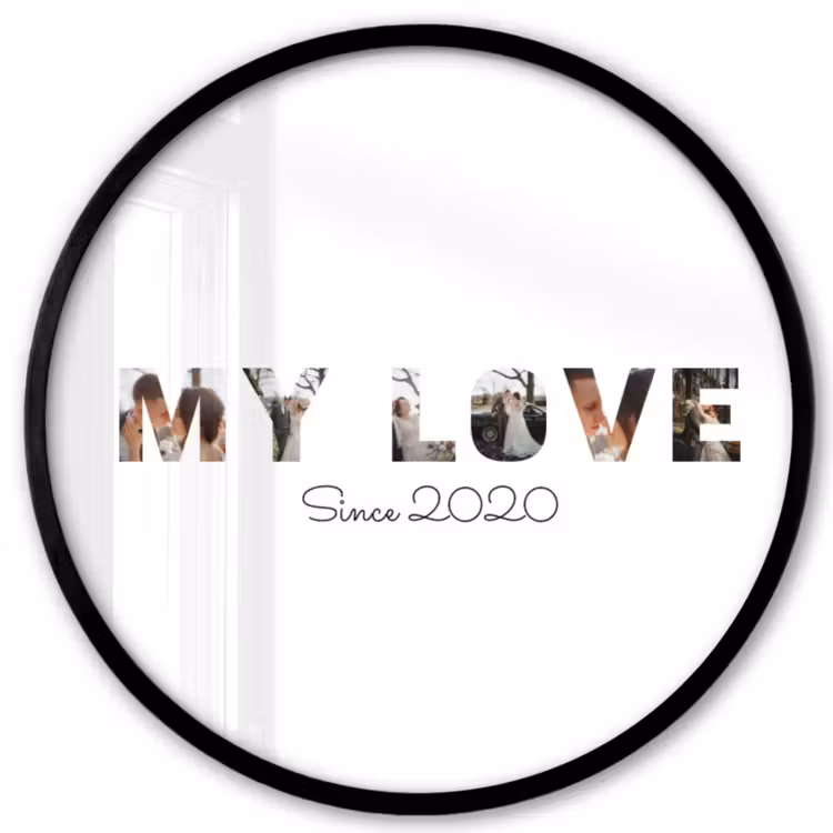 Gepersonaliseerde ronde fotolijst - My Love - Lettercollage — 1