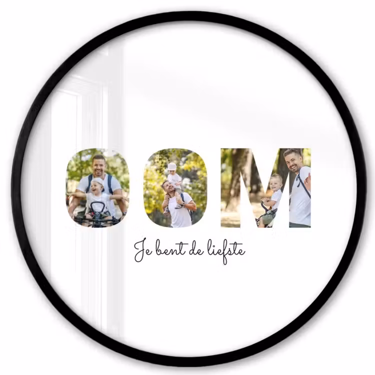 Gepersonaliseerde ronde fotolijst - Oom - Lettercollage — 1