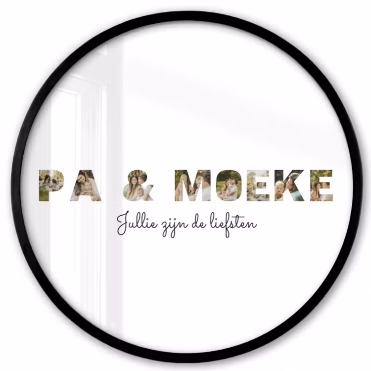 Gepersonaliseerde ronde fotolijst - Pa & Moeke - Lettercollage — 1