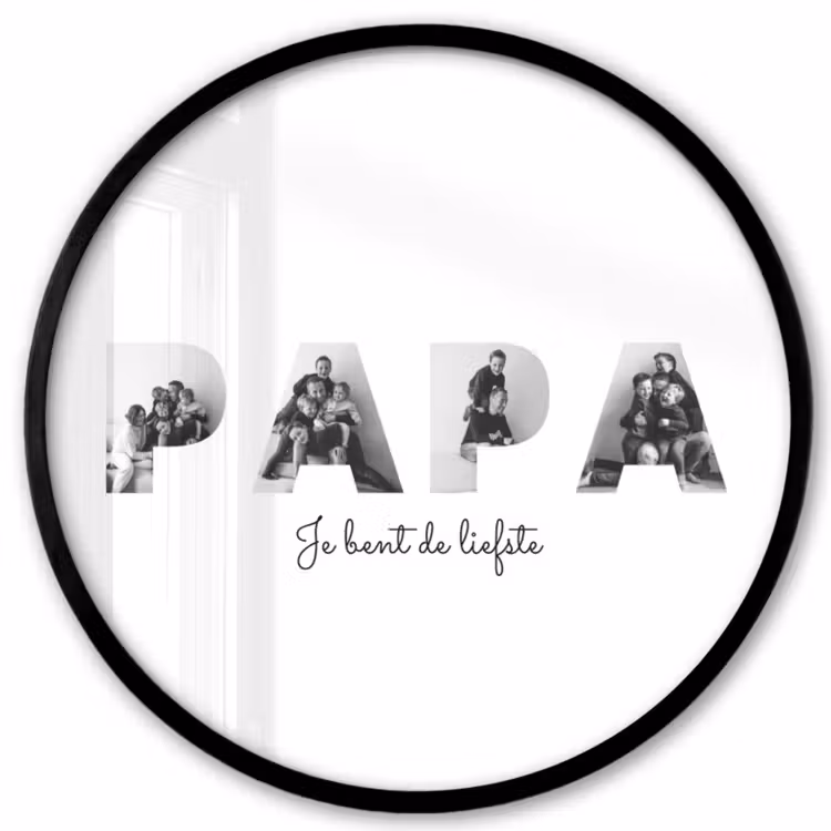 Gepersonaliseerde ronde fotolijst - Papa - Lettercollage — 1