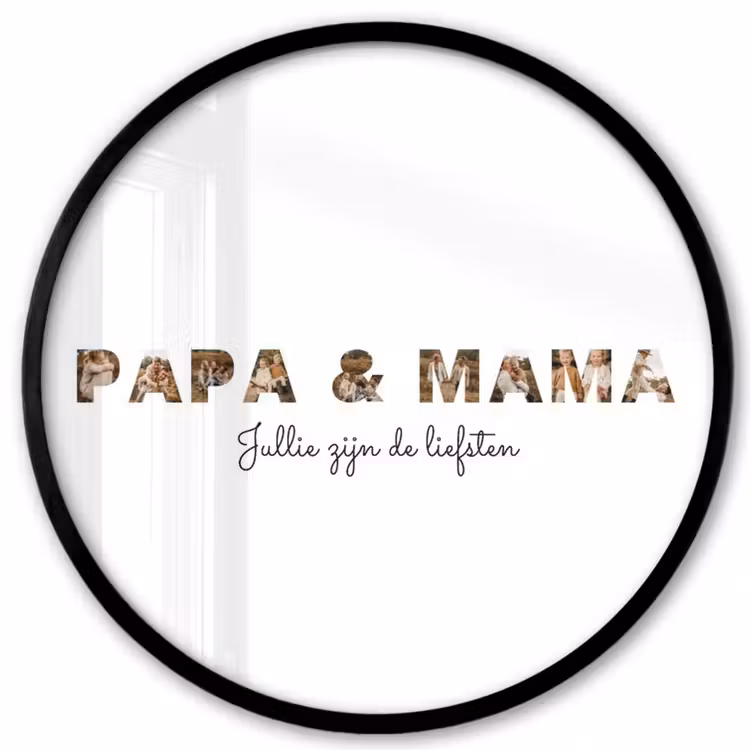 Gepersonaliseerde ronde fotolijst - Papa & Mama - Lettercollage — 1