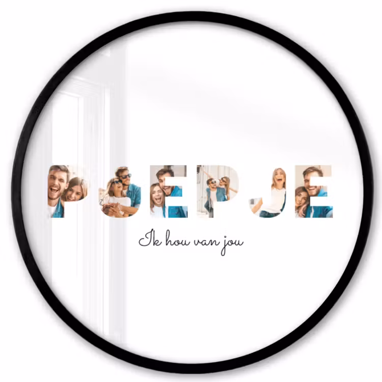 Gepersonaliseerde ronde fotolijst - Poepje - Lettercollage — 1
