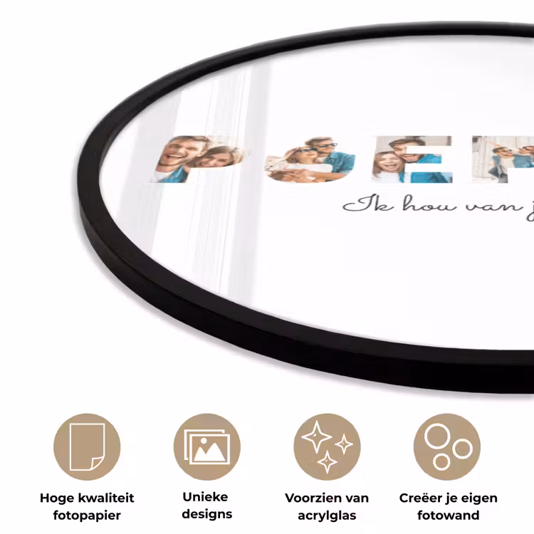 Gepersonaliseerde ronde fotolijst - Poepje - Lettercollage — 2