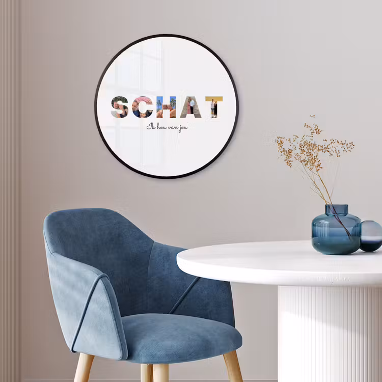 Gepersonaliseerde ronde fotolijst - Schat - Lettercollage — 4
