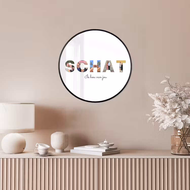 Gepersonaliseerde ronde fotolijst - Schat - Lettercollage — 5