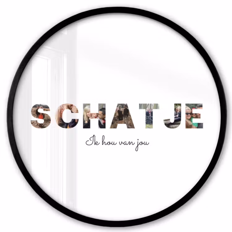 Gepersonaliseerde ronde fotolijst - Schatje - Lettercollage — 1